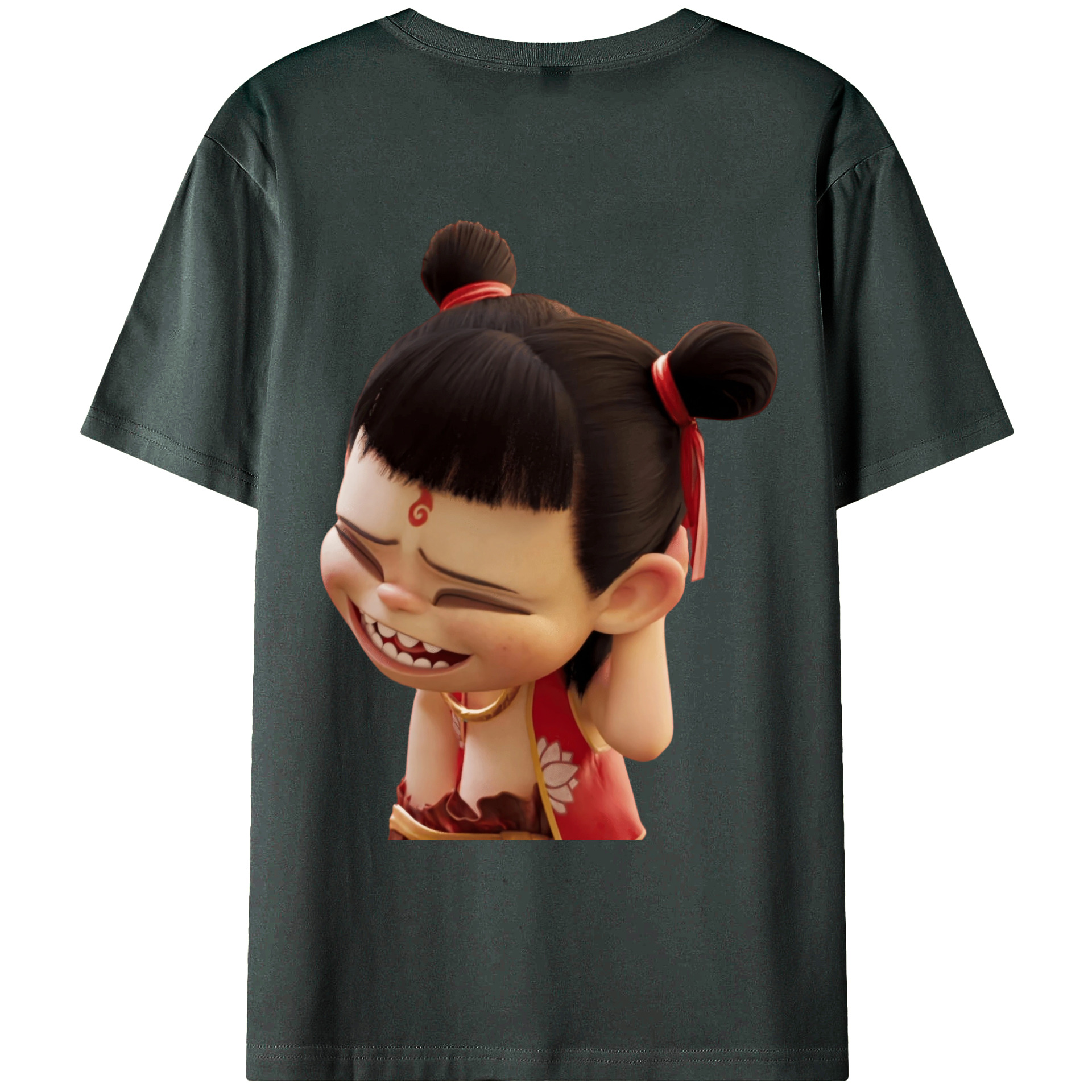 （画像用） Ne Zha 2 ナタ 魔童の大暴れ 綿100％ メンズ半袖Tシャツ（バックプリント） 通気性